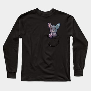 Pocket Cute French Bulldog Dog Long Sleeve T-Shirt